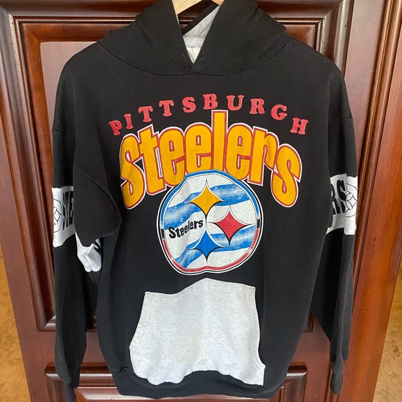 NFL Other - Vintage 80’s Pittsburgh Steelers all over print pullover hoodie made inU.S.A.